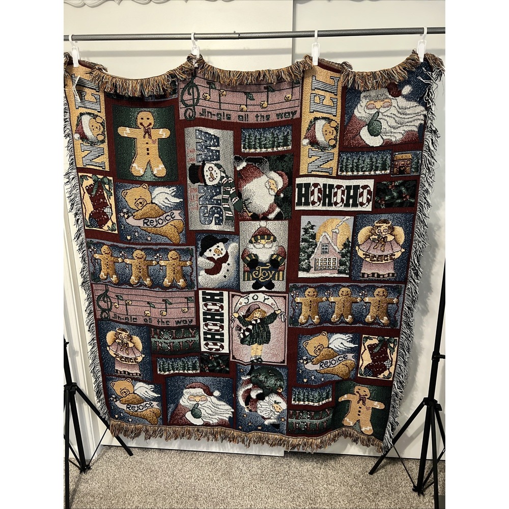 VTG "Holly Jolly Days" Vicky Howard 50"x60" Christmas Tapestry Throw Blanket NEW